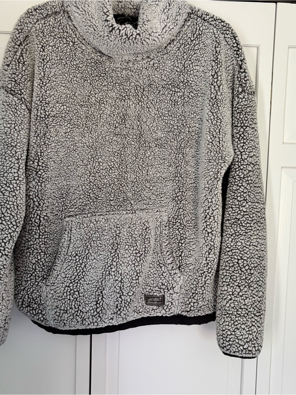 Eddie Bauer Gray Sherpa Turtleneck Pullover